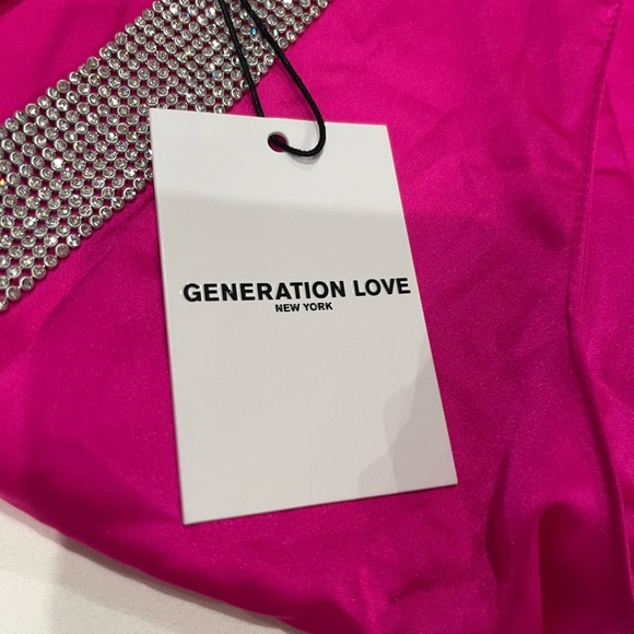 NWT Generation Love Candice Satin & Crystal Top Hot Pink XS - Picture 7 of 8